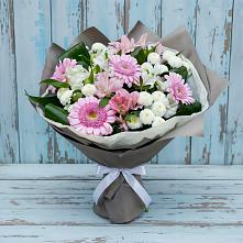 Букет цветов из:  Герберы, Альстромерии и Хризантемы в Карагай
