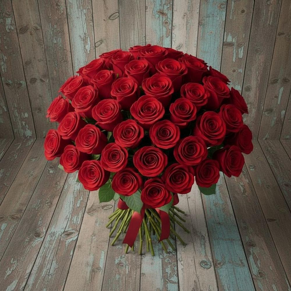 Букет 55 Красных роз Фридом в Карагай