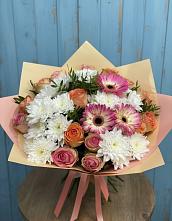 Букет цветов из:  Розы, Герберы и Хризантемы #REPLACE_PRED# Карагай