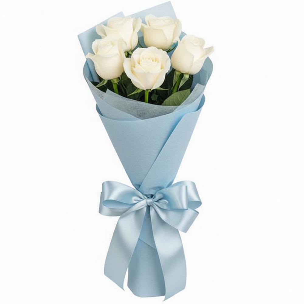 Букет 5 Белых роз Проуд в Карагай