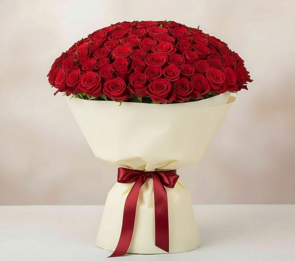 Букет 101 Красная роза Милано в Карагай