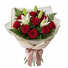 Букет цветов из:  Лилии и Розы в Карагай