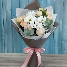 Букет цветов из:  Хризантемы и Розы #REPLACE_PRED# Карагай