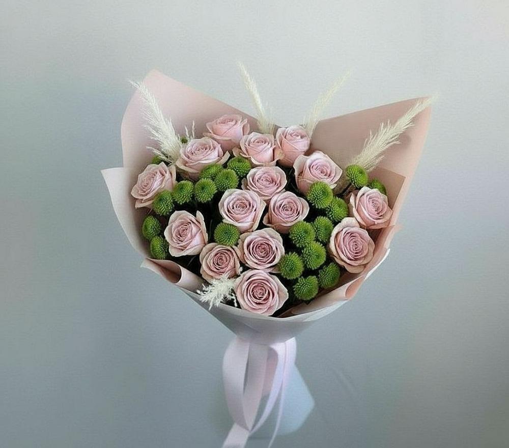 Букет цветов из: Розы и Хризантемы в Карагай