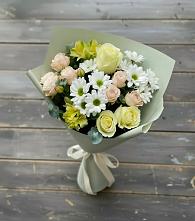 Букет цветов из:  Альстромерии, Розы и Хризантемы в Карагай