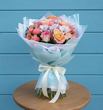 Букет цветов из:  Хризантемы и Розы в Карагай